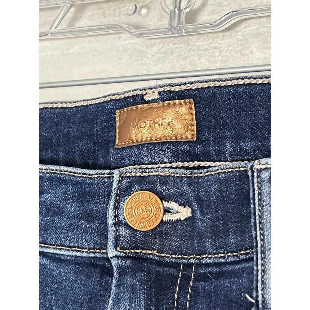 Mother Denim The Weekender Fray Flare Jeans in Teaming Up Blue Size 27 *Hemmed* - Picture 4 of 16